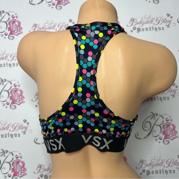 Victoria secret sports bra neon dotted multi rainbow color stretchy VSX sporty - Picture 3 of 10